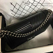 Chanel Medium Chevron Lambskin Quilted Boy Bag Black VS03203 25cm - 3