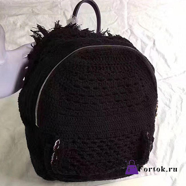 Chanel Crochet Braid Cayo Coco Backpack Black A93681 30cm - 1