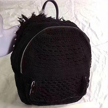 Chanel Crochet Braid Cayo Coco Backpack Black A93681 30cm