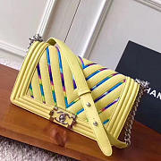 Chanel Multicolor Chevron Quilted Medium Boy Bag Yellow A67086 25cm - 2