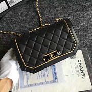 Chanel Lambskin and Calfskin Flap Bag Black A91836 21cm - 2