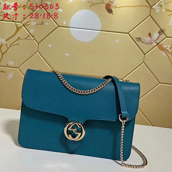 Gucci GG Flap Bag On Chain Sapphire Blue 510303 28cm