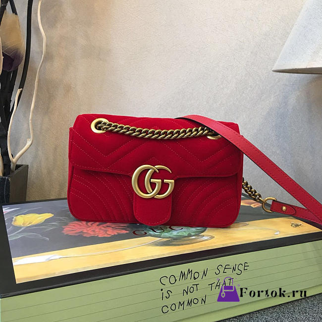 Gucci GG Velvet Leather Marmont 2257 22cm - 1