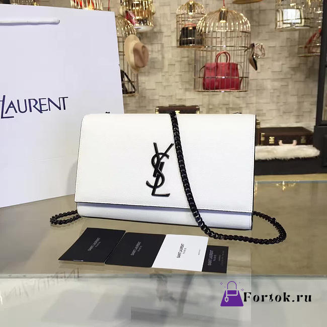 YSL MONOGRAM KATE GRAIN DE POUDRE EMBOSSED White 4767 24cm  - 1