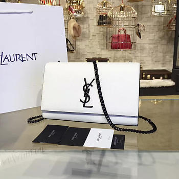 YSL MONOGRAM KATE GRAIN DE POUDRE EMBOSSED White 4767 24cm 