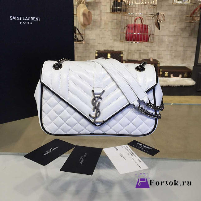 YSL ENVELOPE SATCHEL White 4806 24cm  - 1