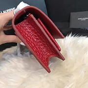 YSL SUNSET Chain Wallet Crocodile Embossed Shiny Red 4860 17cm  - 4