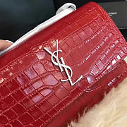 YSL SUNSET Chain Wallet Crocodile Embossed Shiny Red 4860 17cm  - 2