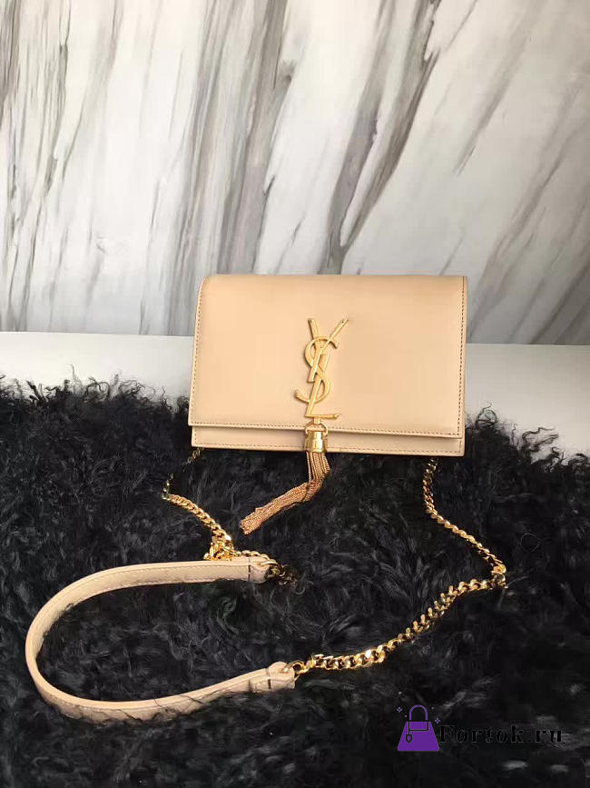 YSL MONOGRAM KATE Tassel Smooth Leather Apricot 5000 19cm  - 1