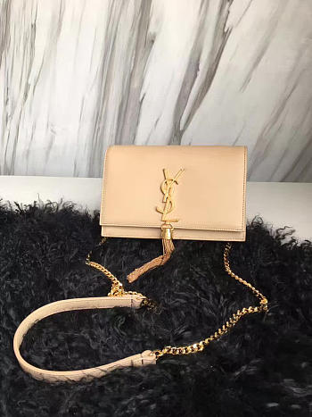 YSL MONOGRAM KATE Tassel Smooth Leather Apricot 5000 19cm 