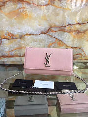 YSL MONOGRAM KATE IN GRAIN DE POUDRE EMBOSSED LEATHER Pink 5015 24cm - 1