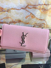 YSL MONOGRAM KATE IN GRAIN DE POUDRE EMBOSSED LEATHER Pink 5015 24cm - 4