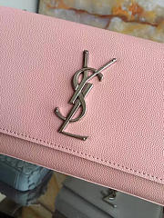 YSL MONOGRAM KATE IN GRAIN DE POUDRE EMBOSSED LEATHER Pink 5015 24cm - 3