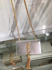 YSL MONOGRAM KATE Gold Tassel in Silver Metallic 5044 17cm - 5