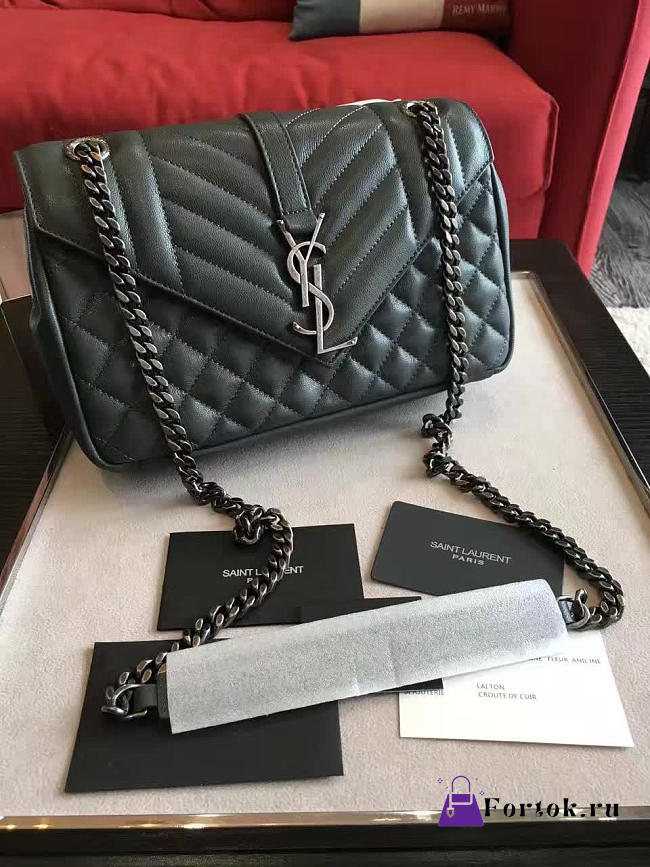 YSL ENVELOP Satchel Large Green 5126 24cm - 1