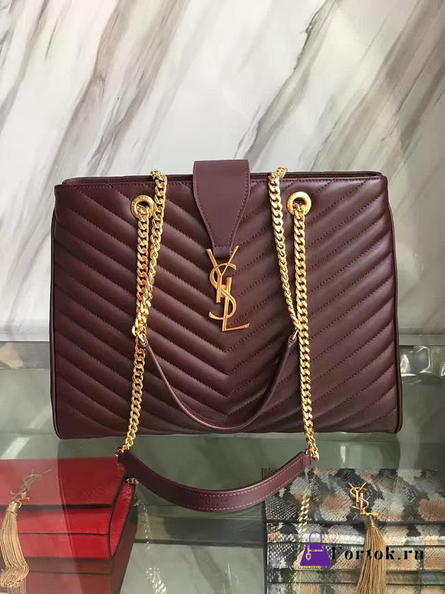 YSL Classic Shopper Red Wine 5138 35cm - 1