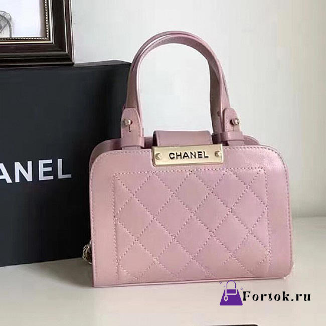 Chanel Small Label Click leather Shopping Bag Pink A93731 20cm - 1