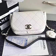 Chanel Grained Calfskin Caviar Stitched Shoulder Bag White A92949 VS07753 - 1