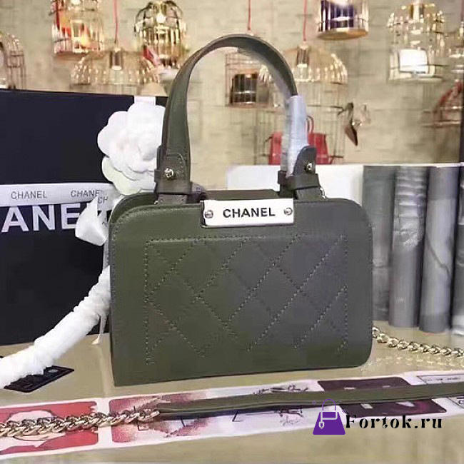 Chanel Small Label Click leather Shopping Bag Green A93731 20cm - 1