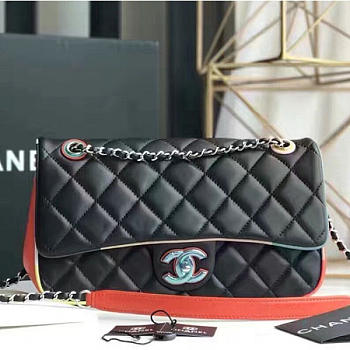 Chanel Black Multicolor Small Flap Bag A150301 23cm