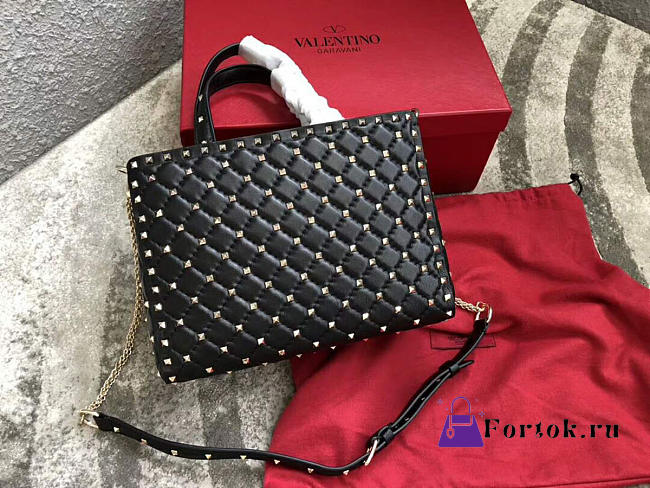 VALENTINO Candystud quilted leather tote 0061 black - 1