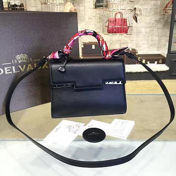 Delvaux Calfskin Mini Tempete Satchel Black 21cm