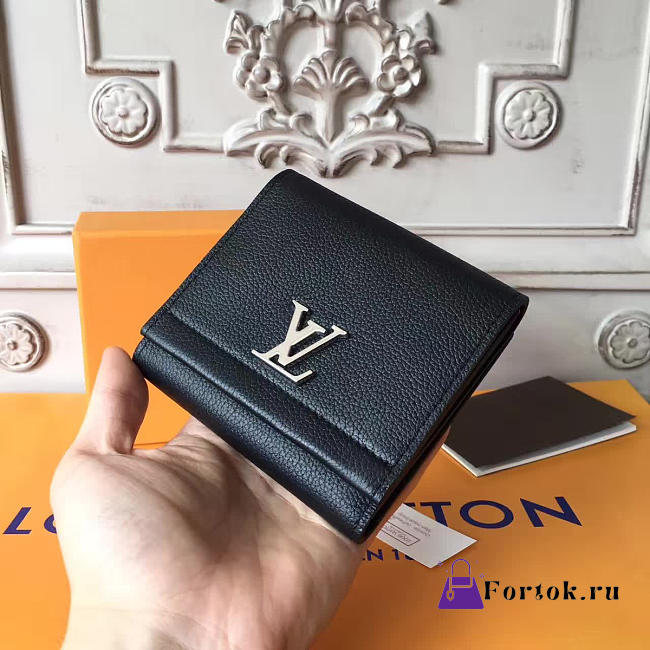  Louis Vuitton LOCKME II COMPACT WALLET Black 3170 - 1