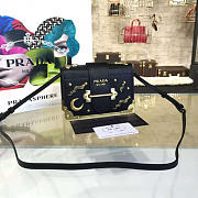 Prada Cahier Leather Shoulder Bag Meteor Black 4264 - 2
