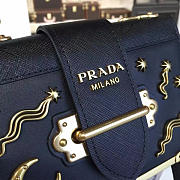 Prada Cahier Leather Shoulder Bag Meteor Black 4264 - 5