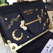 Prada Cahier Leather Shoulder Bag Meteor Black 4264 - 6