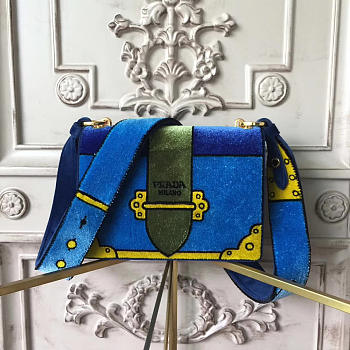 Prada Cahier Velvet Shoulder Bag Blue 4319