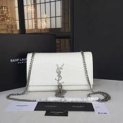 YSL MONOGRAM KATE Silver Tassel Crocodile White 4759 28.5cm  - 1