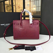 YSL Sac-De-Jour CROCODILE EMBOSSED SHINY Red Wine 26cm  - 4