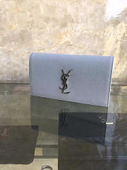 YSL MONOGRAM KATE Clutch GRAIN DE POUDRE EMBOSSED Light Blue 4947 25cm  - 1