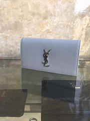 YSL MONOGRAM KATE Clutch GRAIN DE POUDRE EMBOSSED Light Blue 4947 25cm  - 6