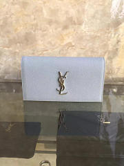 YSL MONOGRAM KATE Clutch GRAIN DE POUDRE EMBOSSED Light Blue 4947 25cm  - 5
