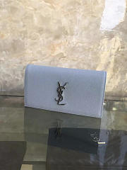 YSL MONOGRAM KATE Clutch GRAIN DE POUDRE EMBOSSED Light Blue 4947 25cm  - 3