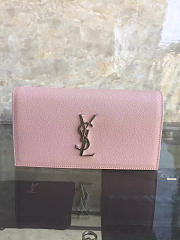 YSL MONOGRAM KATE Clutch GRAIN DE POUDRE EMBOSSED Pink 4948 25cm  - 1