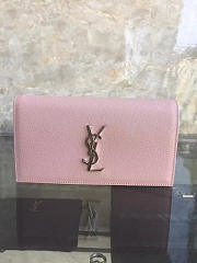YSL MONOGRAM KATE Clutch GRAIN DE POUDRE EMBOSSED Pink 4948 25cm  - 6
