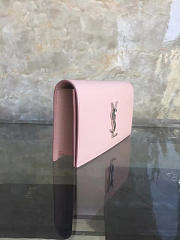 YSL MONOGRAM KATE Clutch GRAIN DE POUDRE EMBOSSED Pink 4948 25cm  - 5