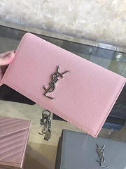YSL MONOGRAM KATE Clutch GRAIN DE POUDRE EMBOSSED Pink 4948 25cm  - 2