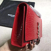 YSL MONOGRAM KATE Silver Tassel Crocodile Leather Red 4966 24cm  - 4