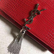 YSL MONOGRAM KATE Silver Tassel Crocodile Leather Red 4966 24cm  - 3