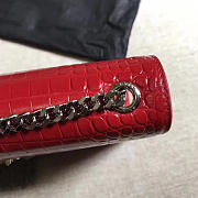 YSL MONOGRAM KATE Silver Tassel Crocodile Leather Red 4966 24cm  - 2
