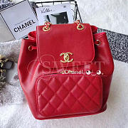 Chanel Grained Calfskin Gold-Tone Metal Backpack Red A93748 26cm - 1