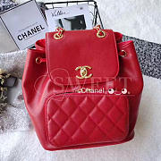 Chanel Grained Calfskin Gold-Tone Metal Backpack Red A93748 26cm - 3