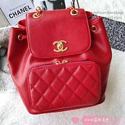 Chanel Grained Calfskin Gold-Tone Metal Backpack Red A93748 26cm - 4