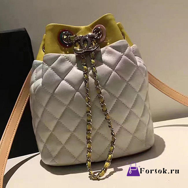 Chanel Small Drawstring Bucket Bag in White A93730 21cm - 1