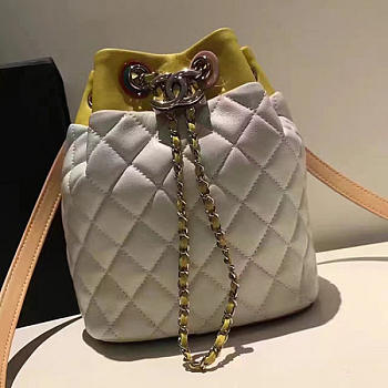 Chanel Small Drawstring Bucket Bag in White A93730 21cm