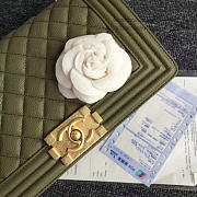 Chanel Quilted Caviar Medium Boy Bag Green A67086 25cm - 6